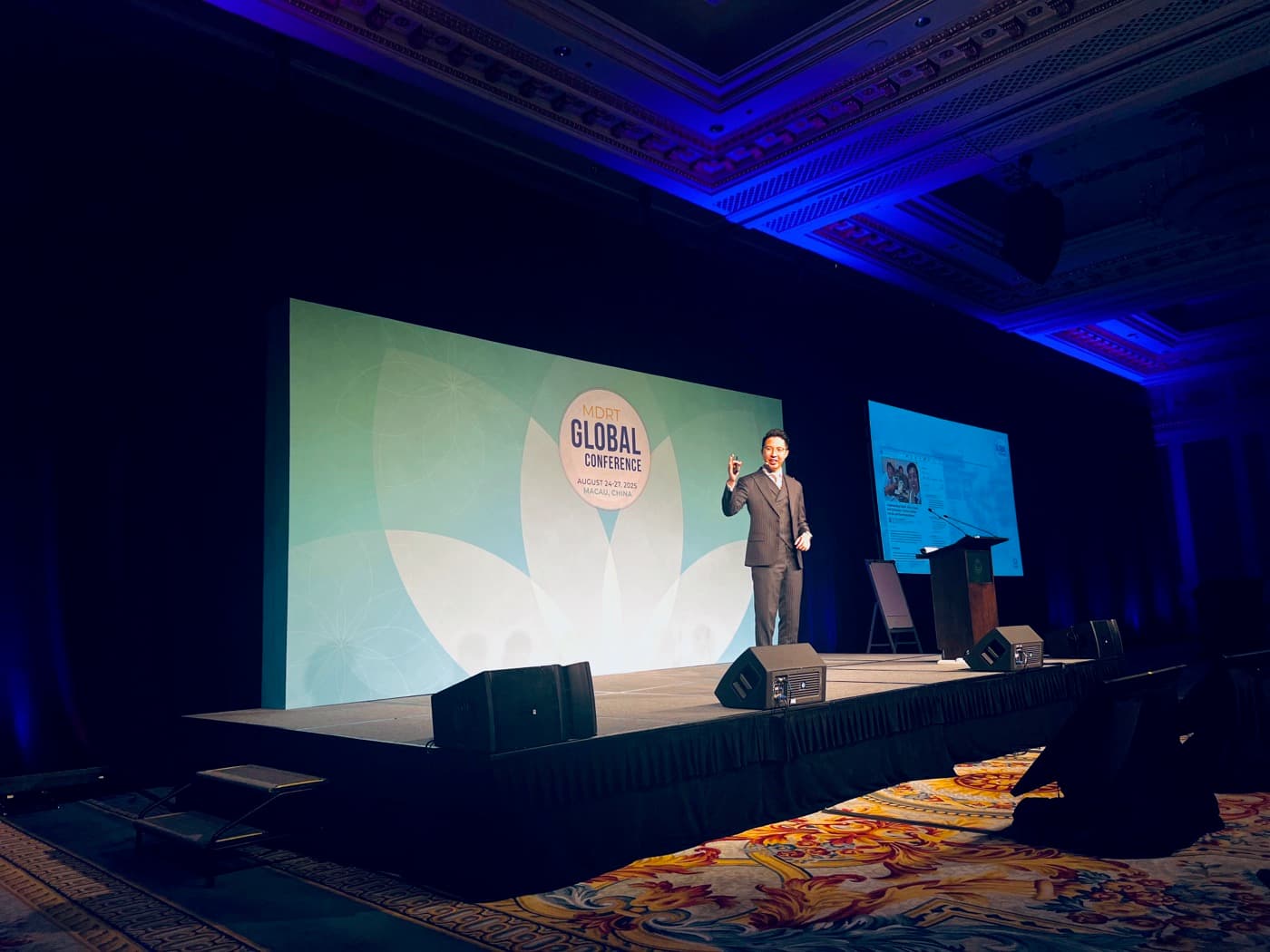 Daniel Heng speaking at MDRT Global Conference 2025, Macau